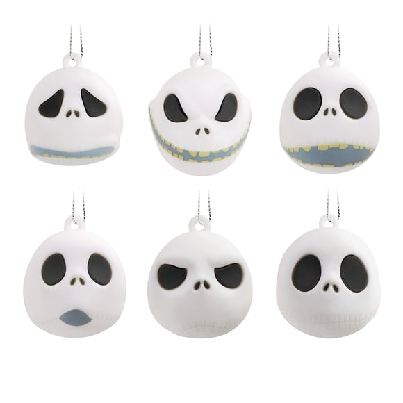 Hallmark Disney Tim Burton's The Nightmare Before Christmas Jack Skellington Heads Mini Adornos de Navidad, irrompibles, Juego de 6