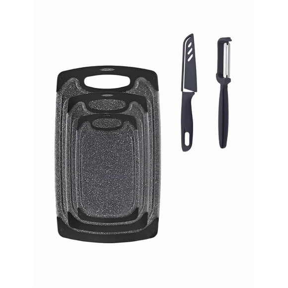 Kit Xtellar 3 Tablas Picar Cortar 3 Tamaños Resistente Cocina Color Negro Juego tablas para picar 5pzas