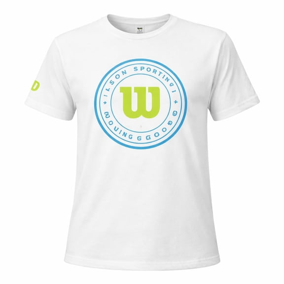 Playera Deportiva Wilson para Hombre Manga Corta Estampada Color Blanco Talla M
