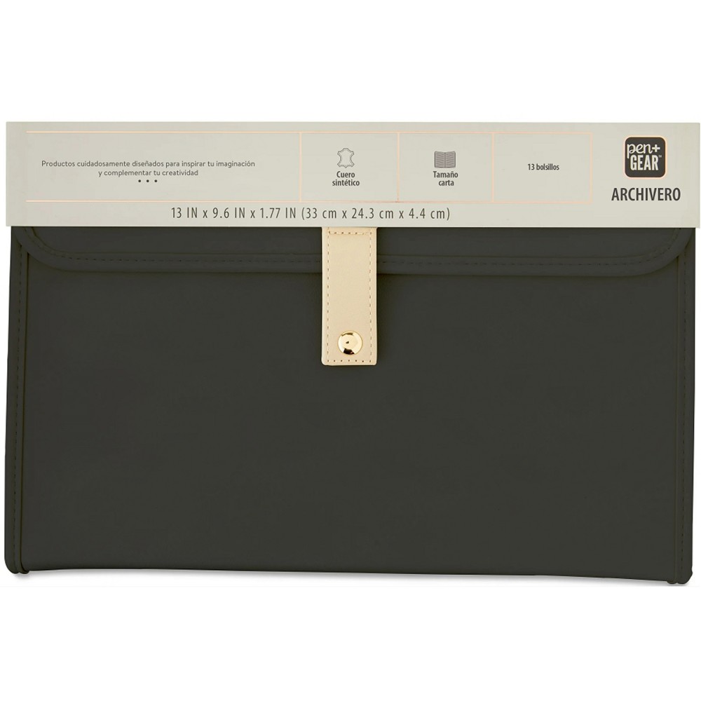 Archivero Pen + Gear Tipo Cuero Carta con Bolsillos Negro