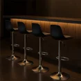 thumbnail image 2 of Sillas para Bar y Barra de Cocina con Respaldo y Reposapies de Altura Ajustable Banco Taburete Giratorio con Asiento Acolchado de Diseño Moderno Set 4 Piezas Negro, 2 of 7