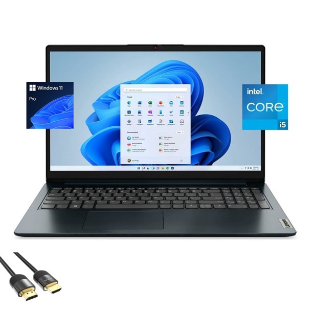Lenovo IdeaPad 15.6 FHD Laptop, 10-Core i5-1235U, 8GB RAM, 1TB SSD, HDMI Cable, Win 11 Pro, Abyss Blue