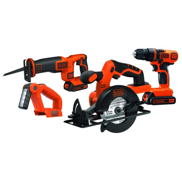 Kit combinado de herramientas eléctricas BLACK+DECKER, 20 V como máximo, 4 herramientas con 2 baterías