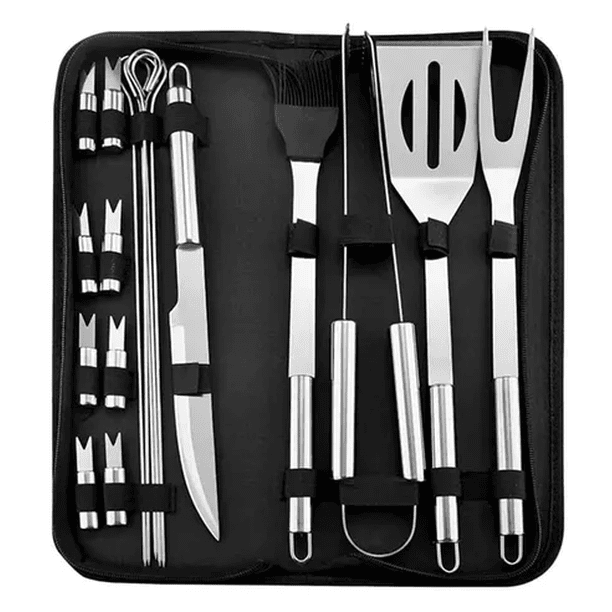 Set Estuche Kit Accesorios y Utensilios para BBQ Carne asada DECO HOGAR