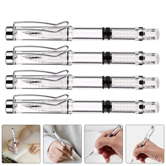 ELAYARD 4Ud Plumas Estilográficas Reutilizables Con Transparente Para Uso Escolar Y Oficina