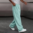 thumbnail image 2 of Amzcrzy Pantalones Deportivos Hombre Clásicos Color Liso Cintura Alta Elástica Cordón Pierna Recta Holgados Anchos Cómodos Con Bolsillos Tallas S-2XL Azul, 2 of 7