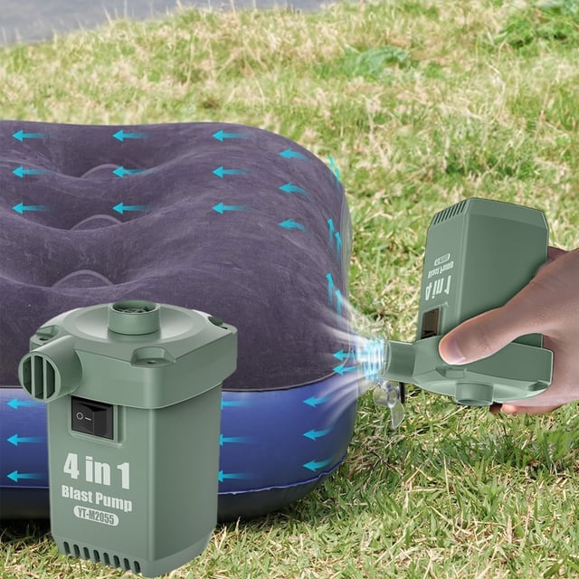 Bomba de aire eléctrica portátil, deflador de infladores con boquillas, compresor ligero con batería recargable, 15,2x9x7,5cm, para hinchables, colchones, barcos y equipo de camping