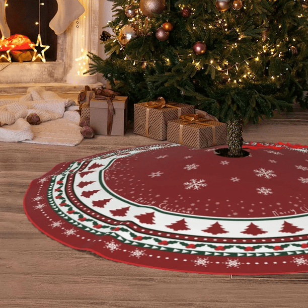 Falda Pie De Arbol Navideño Decoracion Copos Nieve 122cm Xtellar rojo
