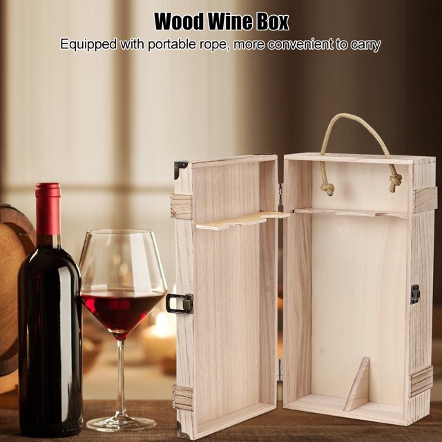 Caja De Almacenamiento De Vino, Caja Decorativa De Madera De 2 Botellas De 35 X 20 X 10 Cm, Para Oficina En Casa