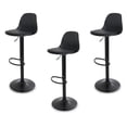 thumbnail image 1 of Sillas para Bar y Barra de Cocina con Respaldo y Reposapies de Altura Ajustable Banco Taburete Giratorio con Asiento Acolchado de Diseño Moderno Set 3 Piezas Full Black, 1 of 6