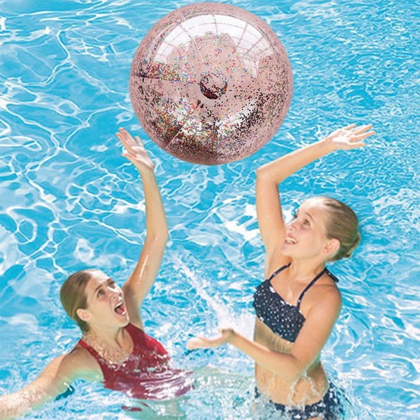 PVC Inflatable Beach Balls Glitter Transparent Beach Balls Water Play Toy Outdoor Floating Sports Balls