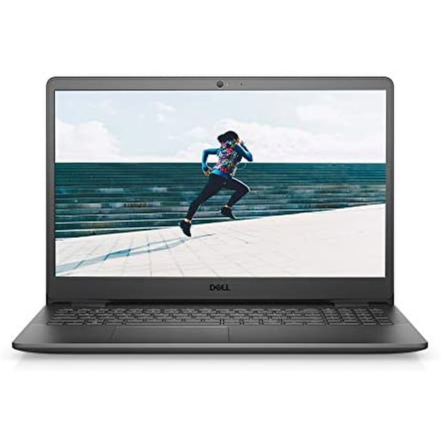 laptop dell inspiron 15 3000 amd ryzen 5 8gb 256gb 15.6" portátil negro; vista frontal abierta con pantalla de 15.6" y biseles delgados, cámara web superior, teclado físico en inglés y touchpad centrado. Carcasa mate negra; incluye HDMI, ranura para tarjeta SD y dos puertos USB 3.2 Gen 1; adecuada para productividad y movilidad ligera.