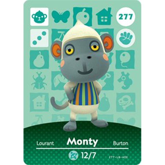 Monty - Tarjeta Amiibo de Nintendo Animal Crossing Happy Home Designer - 277