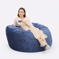 thumbnail image 2 of Yeshouse Sillón puf gigante de 1,2 m con relleno, sofá puf redondo de terciopelo para adultos y adolescentes, puf grande y suave para dormitorio o sala de estar, 2 of 8