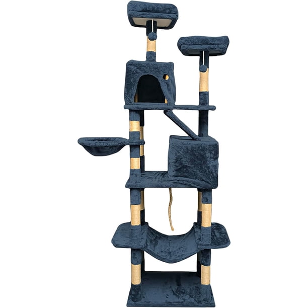 Torre para Gatos Bluelander 2 M Hamaca Rascador Múltiples Niveles Azul