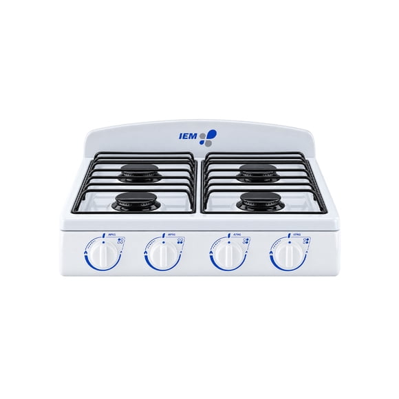 Parrilla de Gas Sobrepuesta IEM 51 cm 4 Quemadores Blanca con Cubierta Porcelanizada