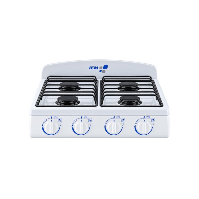 Parrilla de Gas Sobrepuesta IEM 51 cm 4 Quemadores Blanca con Cubierta Porcelanizada