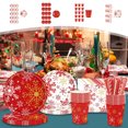 thumbnail image 1 of Set de vajilla de Navidad con copos de nieve rojos - platos, vasos y servilletas de papel desechables de 16 piezas - platos de 7 y 9 pulgadas, 1 of 6