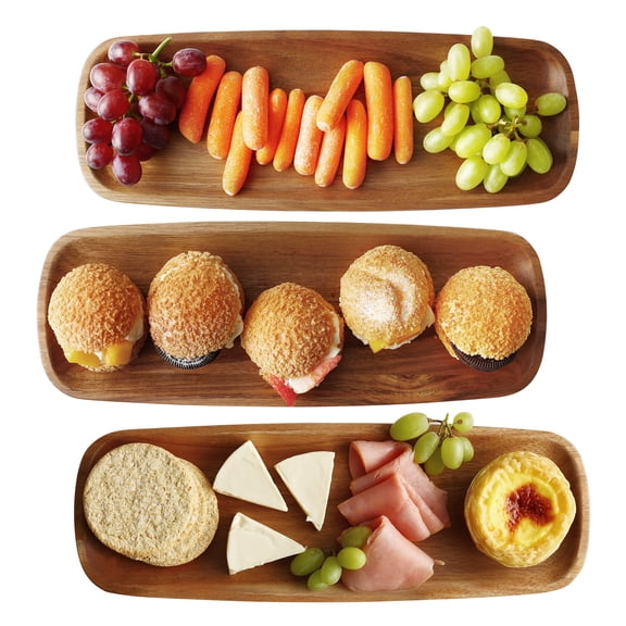 Juego de 3 Platos de Charcutería Hecef Bandeja de Madera de Acacia para Servir Tablas de Queso