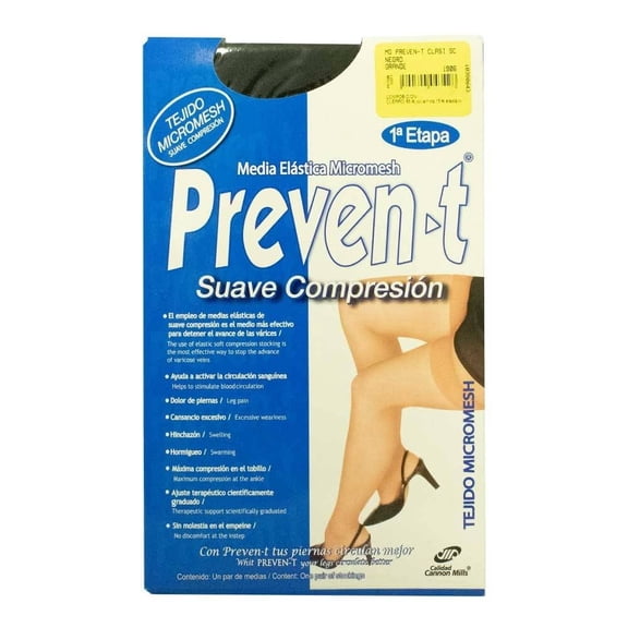 Medias Cannon para Mujer, Etapa 1 Elástica Micromesh de Compresión Negro Talla CH