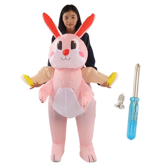 Disfraz inflable de conejito de Pascua, lindo conejo festivo para montar, para niños y niñas, regalos de cumpleaños de 80 a 120 cm/31,5 a 47,2 pulgadas