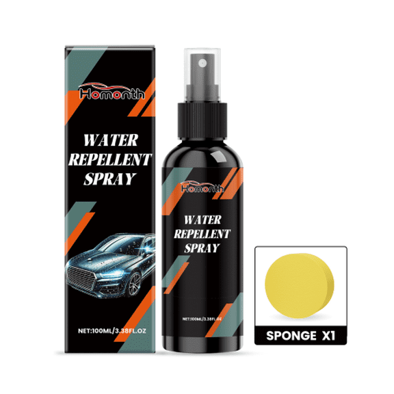 Homonth Spray Hidrofóbico para Parabrisas y Espejos Retrovisores, Repelente de Agua y Manchas con Teflón, Kit de Limpieza Automotriz para Vidrios de Vehículos, Incluye Esponja