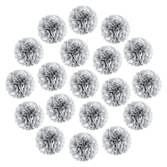 20Pcs Pompones de Papel, Flores de Papel de 4 Pulgadas, Flores de Papel de Tissue, Flores de Papel Mexicanas para Fiestas de Cumpleaños, Bodas, Plateado