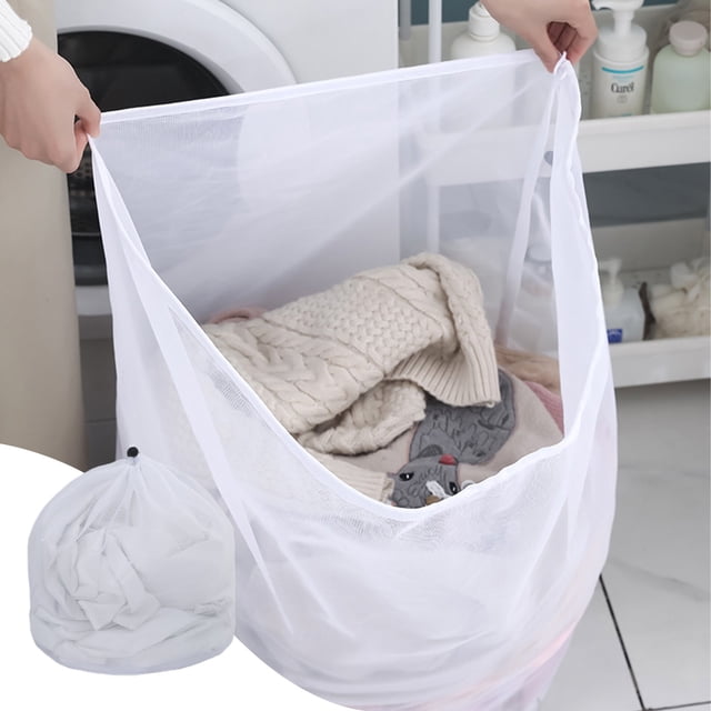 Large Mesh Laundry Bags with Drawstring, Delicates Wash Bag, Bra Sweater Protector, Machine Washable Garment Organizer, Reusable Fine Mesh Laundry Bag for Socks Lingerie Activewear Shoe Storage