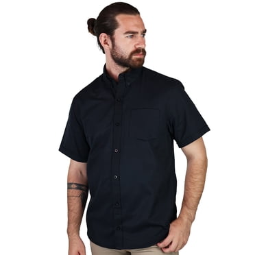 Camisa Manga Corta Color Negro Corte Regular Con Textura Para Hombre