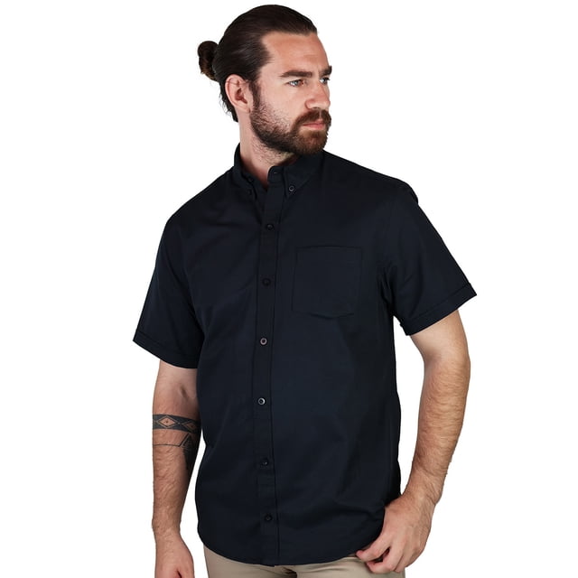 Camisa Manga Corta Color Negro Corte Regular Con Textura Para Hombre
