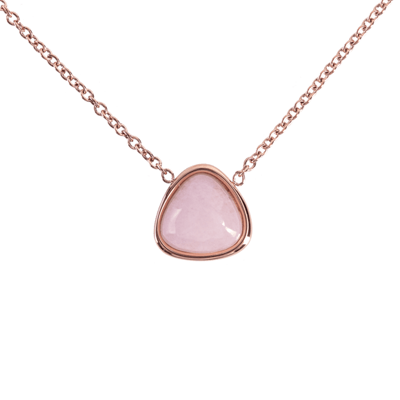 Collar para Mujer de Cuarzo LuckyLy, Acero Inoxidable con Dije de Piedra Natural, Modelo Aline rosa UNITALLA