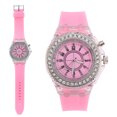 thumbnail image 4 of Reloj Redondo De Cuarzo Con Luz Trasera LED Para Niñas Y Mujeres, Reloj De Pulsera Con Correa De Silicona, Color Rosa, 4 of 7