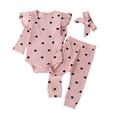thumbnail image 1 of Body De Bebé, Conjunto De Canastilla, Onesies Para Niños Pequeños, Niñas, Estampado De Corazón, Volantes, Pantalones, Diadema, Ropa, Traje Rosa Odeerbi LM103-4668, 1 of 9