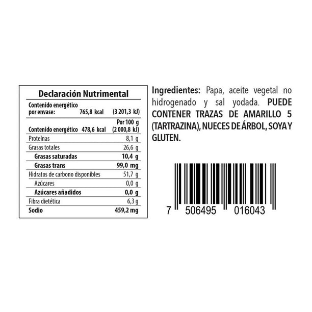Imagen 3 de Papas fritas Great Value saladas crujientes 160 g