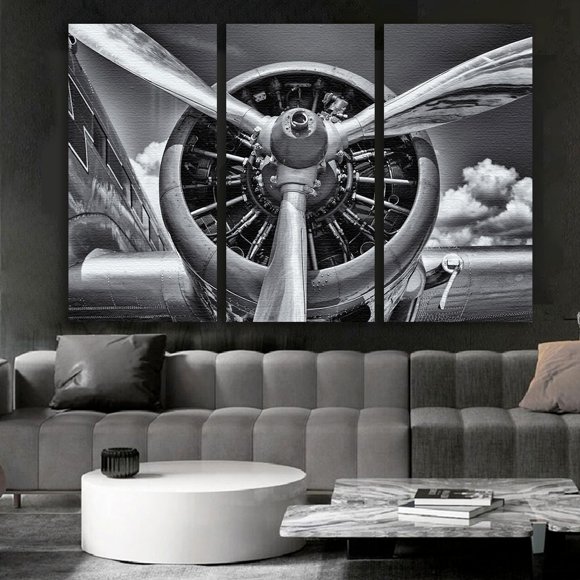 Tríptico Decorativo Hélice Avión