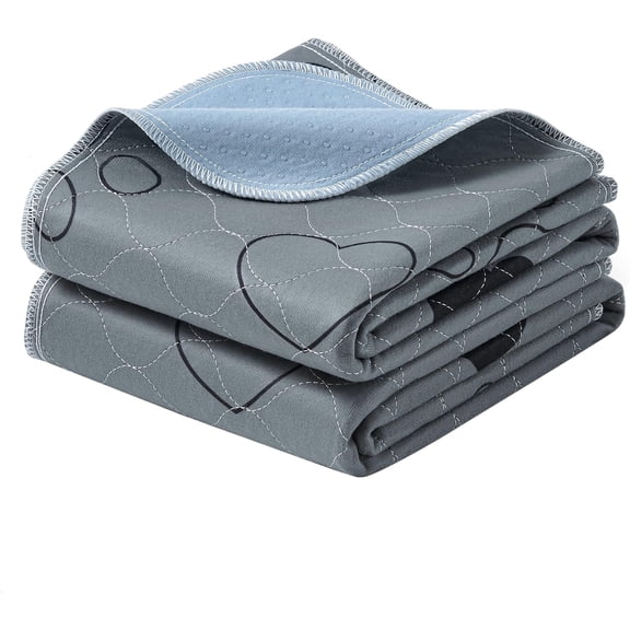 Feandrea Alfombras Lavables para Perros, Alfombras Absorbentes Reutilizables, 91 x 86 cm, Juego de 2, M, para Gatos, Conejos, Gris