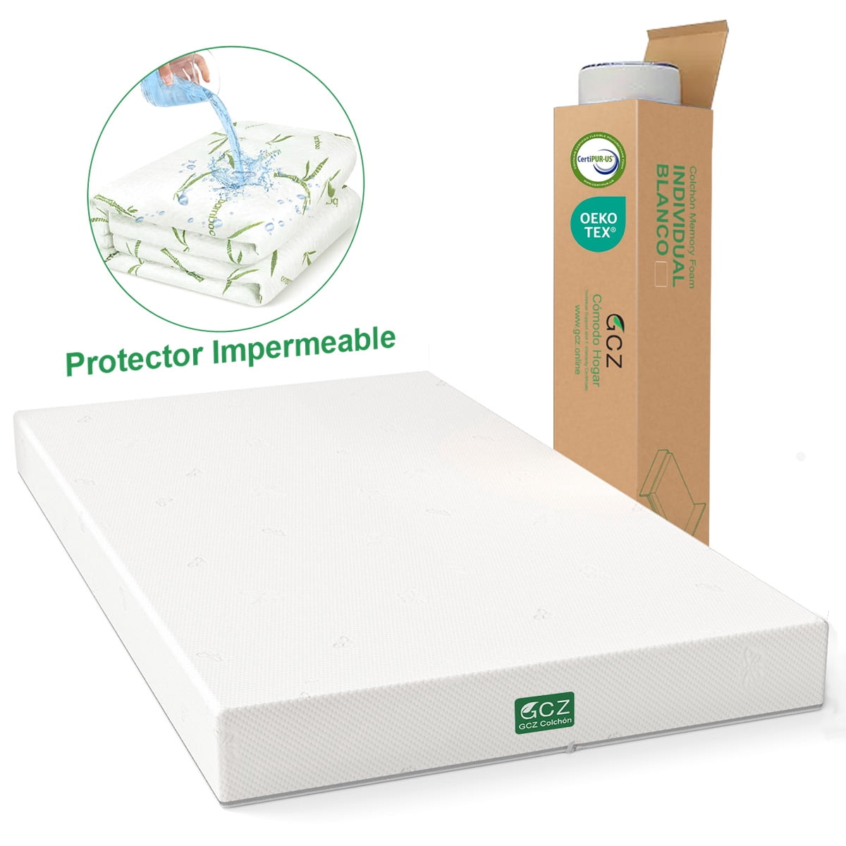 Colchón King Memory Foam en Caja 20 CM, 3 Capas de Espuma de Alta Densidad a conciliar el sueño, 200x190x20 cm-Blanco
