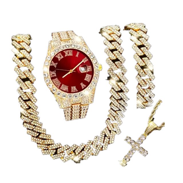Joyas Giffor for hombre, juego de 3 y 4 collares de hip hop, reloj, collar y pulsera Mayer Migu, collar con cruz for regalo de novio.