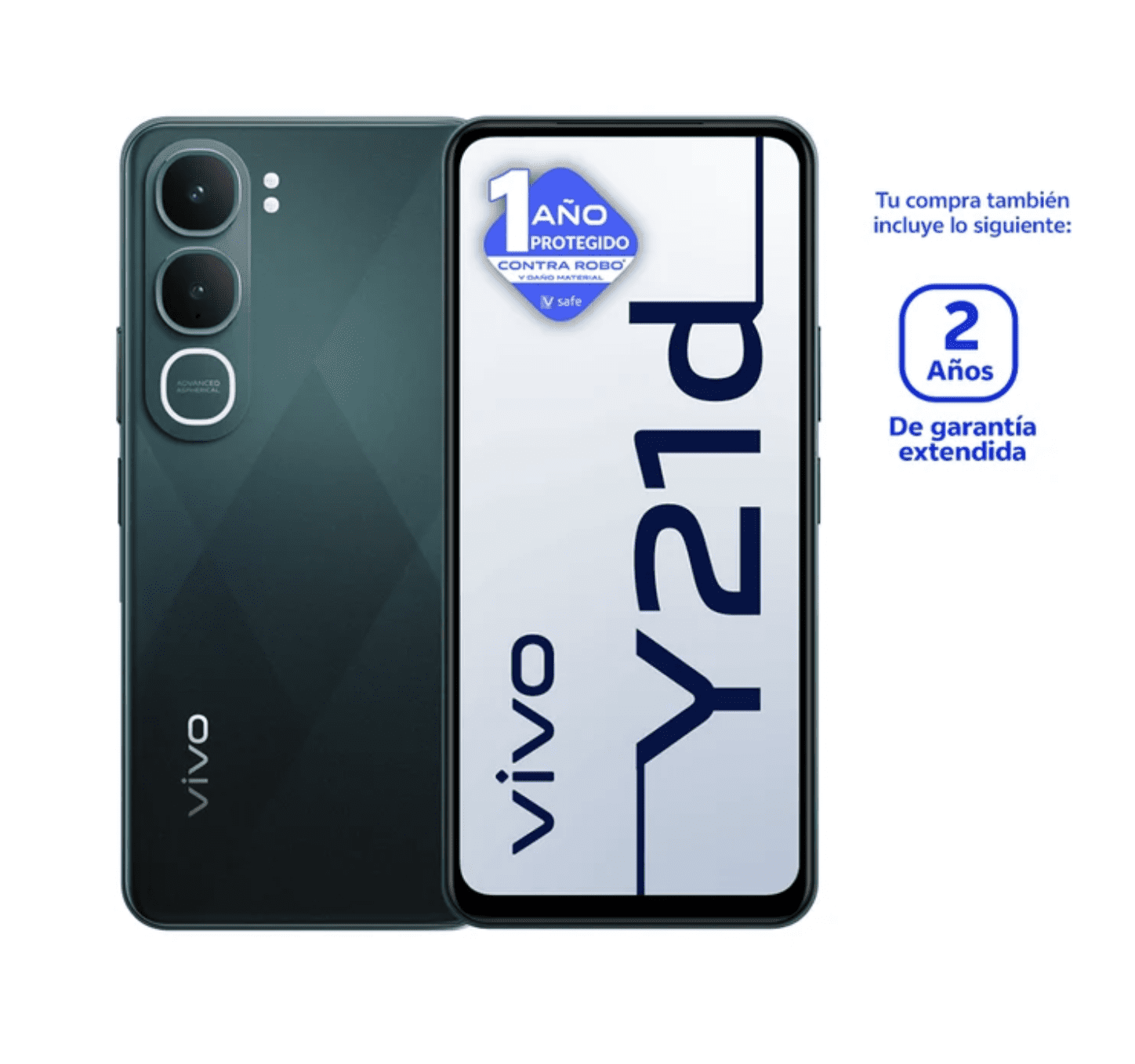 Celular vivo Smartphone Y21D Smartphone 16GB RAM (8+8 Extendida) 256GB ROM Pantalla HD+ Batería Larga Duración Celular Desbloqueado