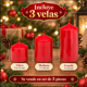 thumbnail image 2 of Set de 3 Velas Rojas Decorativas Centro de Mesa Navideño, 2 of 5