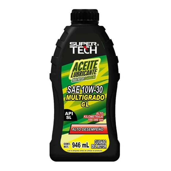 Aceite para Automóvil Super Tech Alto Kilometraje 10w30 de 946 ml
