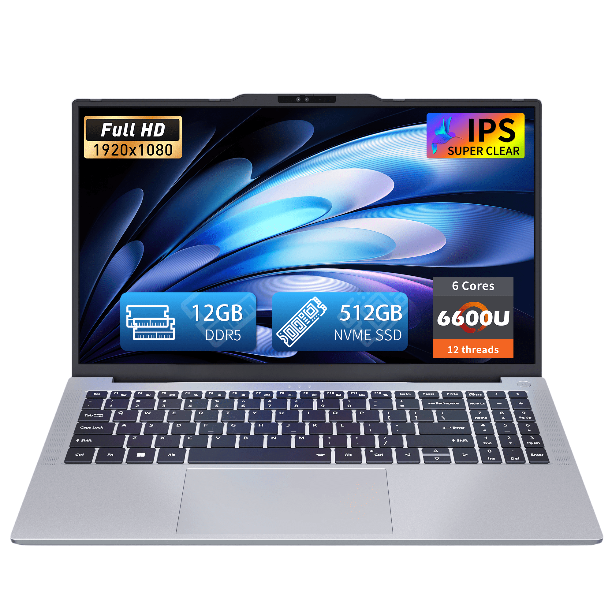 Exsurf 15.6" Business Laptop, Windows 11 Pro, AMD Ryzen 5 6600U, 12GB RAM 512GB SSD, Backlit Keyboard, Face Unlock