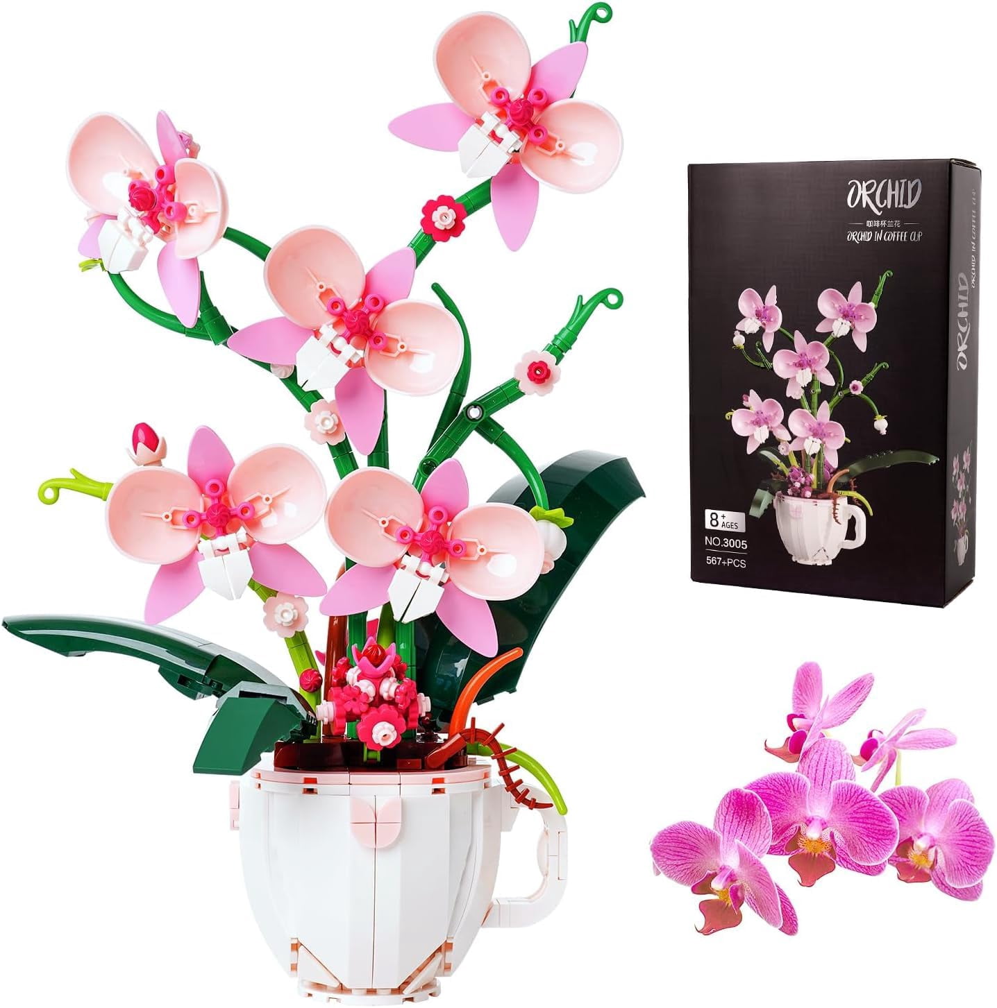 Kit de Bloques de Construcción Flores de Orquídea QFJ 567 Piezas