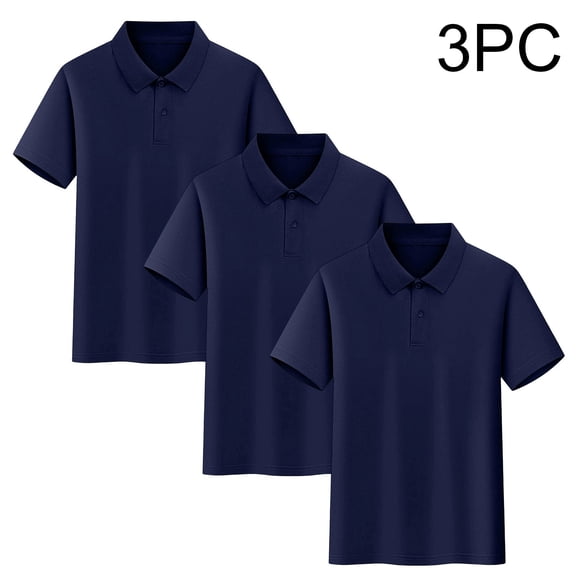 Conjunto de 3 piezas para niños y niñas: blusa de manga corta, uniforme escolar, camiseta deportiva, suave, transpirable, informal y bonita, como se muestra en la imagen, paquete de 3, de 2 a 15 años.