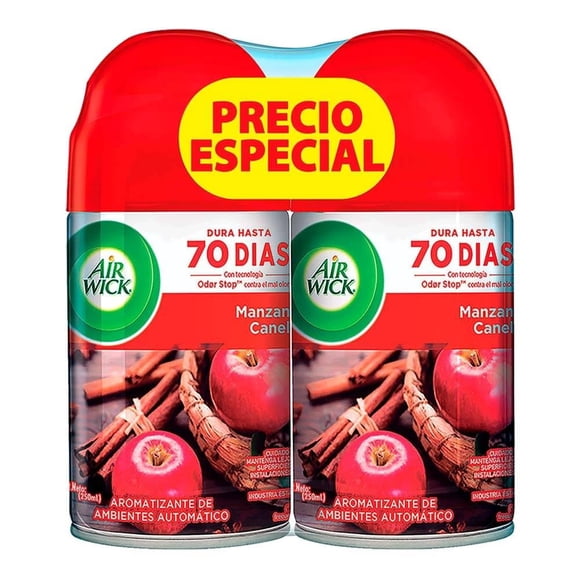 Respuestos de aromatizante de ambiente automático Air Wick manzana y canela 2 pzas de 250 ml c/u