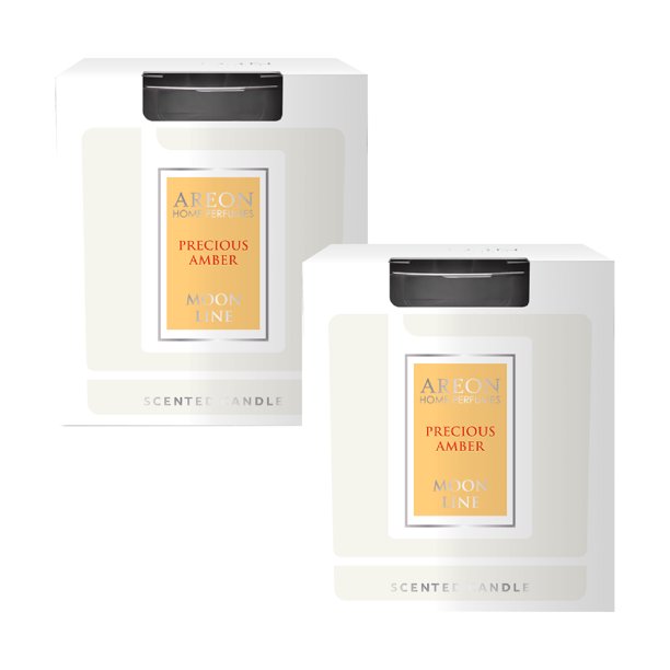 Vela Aromática AREON Home Perfumes Moon Line Precious Amber de Cera de Soja en Vaso de Vidrio para Hogar, Oficina y Aromaterapia 2 PACK