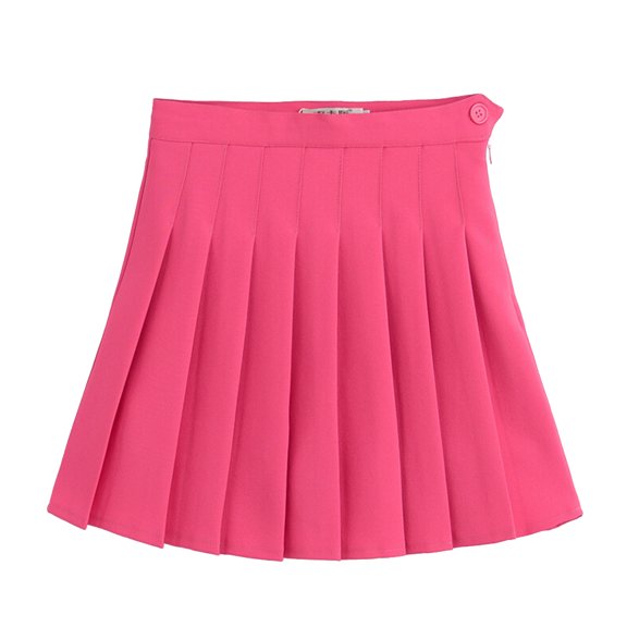 Deportes Faldas de cintura alta Falda plisada corta Vestidos escolares para niñas adolescentes Tenis Scooters Talla S (rojo rosa)