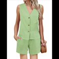 thumbnail image 1 of Traje Corto de Dos Piezas para Mujer, de , A Cuadros, Color Verde, Talla L, 1 of 7