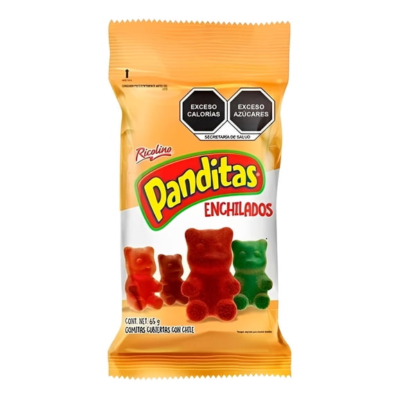 Gomitas Panditas cubiertas con chile 65 g