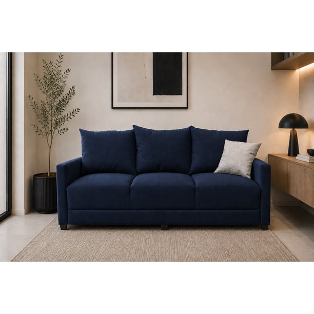 Sofa El Bazar Store Atlanta Lino Azul Marino 3 plazas Modular Moderno